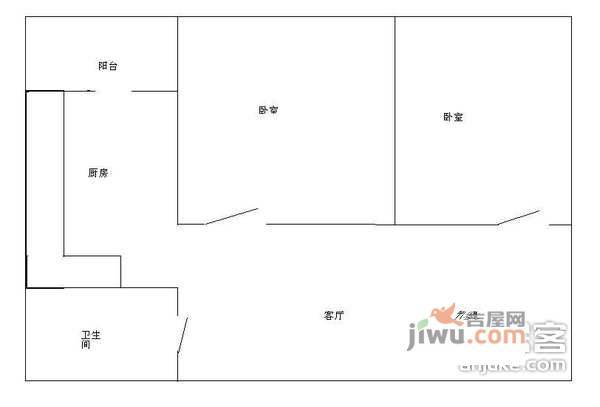 熙城国际2室1厅1卫90㎡户型图