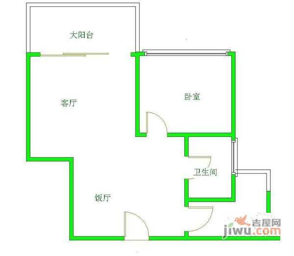 武侯国际花园1室2厅1卫73㎡户型图