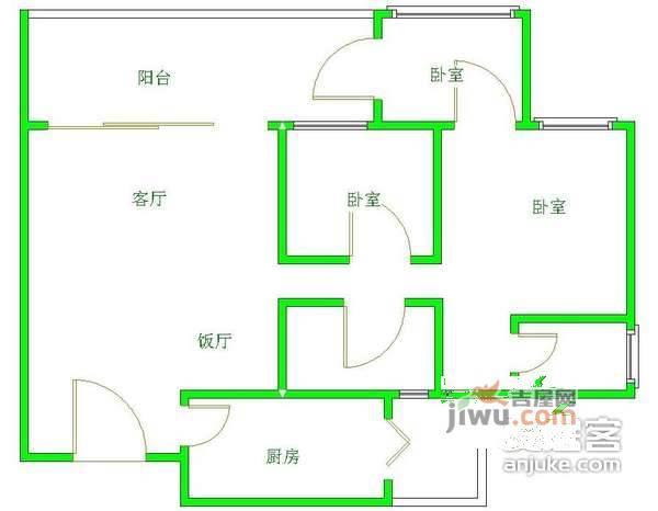 武侯国际花园3室2厅2卫115㎡户型图