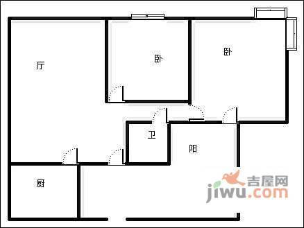 交大绿岭2室1厅1卫83㎡户型图