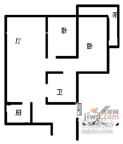 交大绿岭2室2厅2卫90㎡户型图