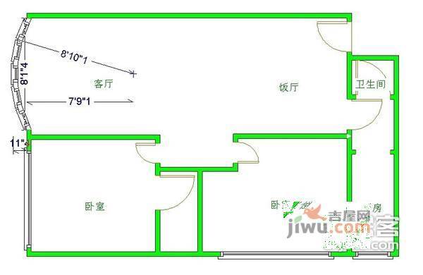 金桔花园2室1厅1卫80㎡户型图