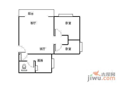 红运家园2室1厅1卫101㎡户型图
