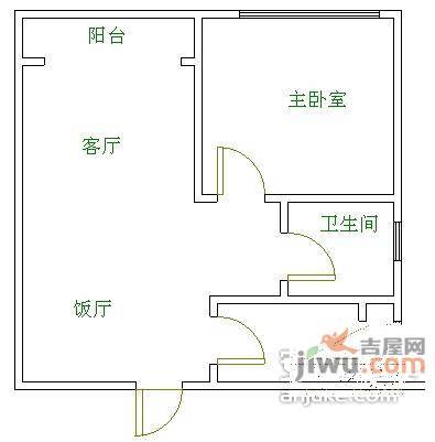 桐梓林欧城1室1厅1卫58㎡户型图