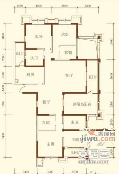 桐梓林欧城4室2厅2卫192㎡户型图