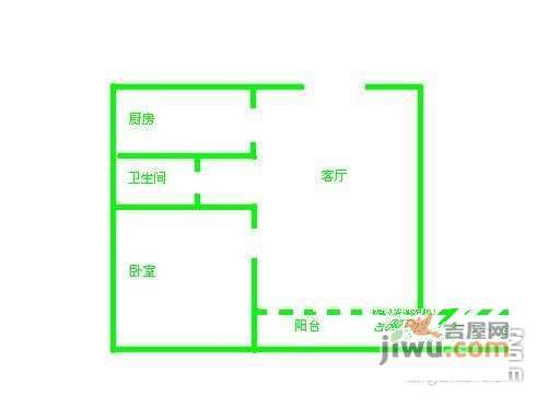 桐梓林欧城1室1厅1卫58㎡户型图