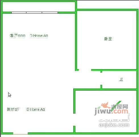 桐梓林欧城1室2厅1卫57㎡户型图