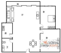 桐梓林欧城2室1厅2卫88㎡户型图