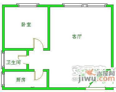 桐梓林欧城1室1厅1卫58㎡户型图