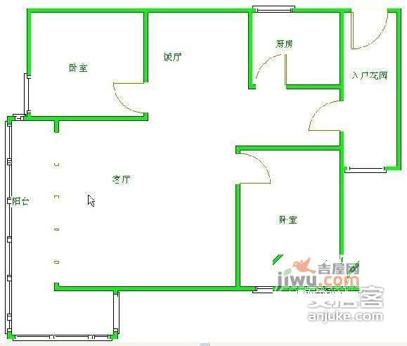 锦都2室2厅1卫93㎡户型图