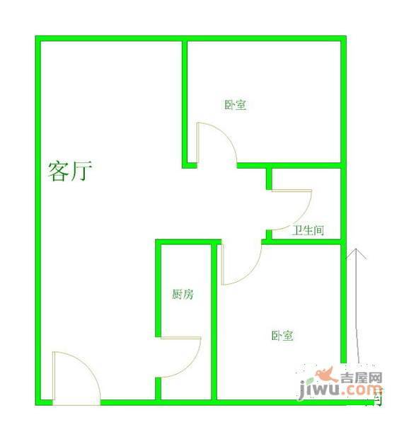 锦都1室1厅1卫55㎡户型图