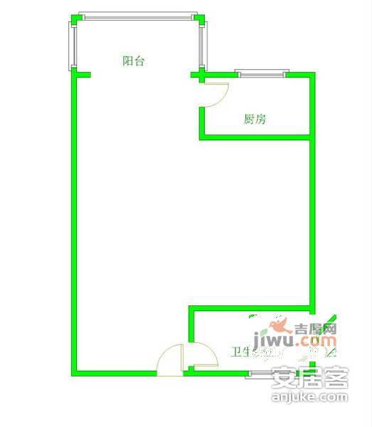 锦都1室0厅1卫43㎡户型图