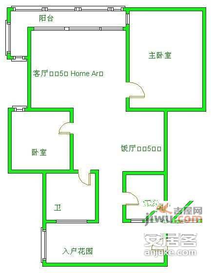 锦都2室2厅1卫93㎡户型图