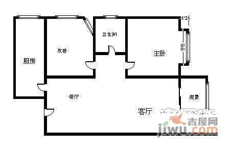 诚品上院2室2厅1卫90㎡户型图