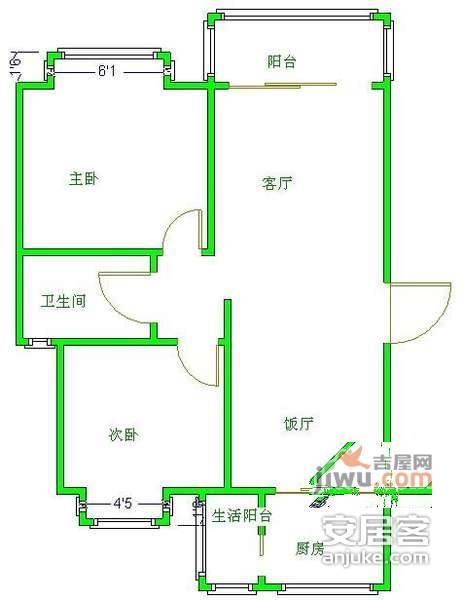 博瑞都市花园2室2厅1卫101㎡户型图