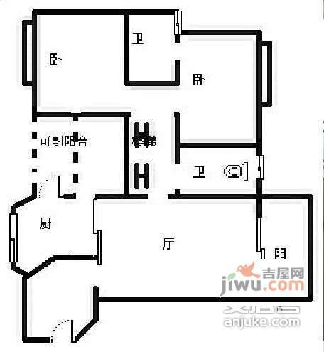 银河花园1期4室2厅2卫167㎡户型图