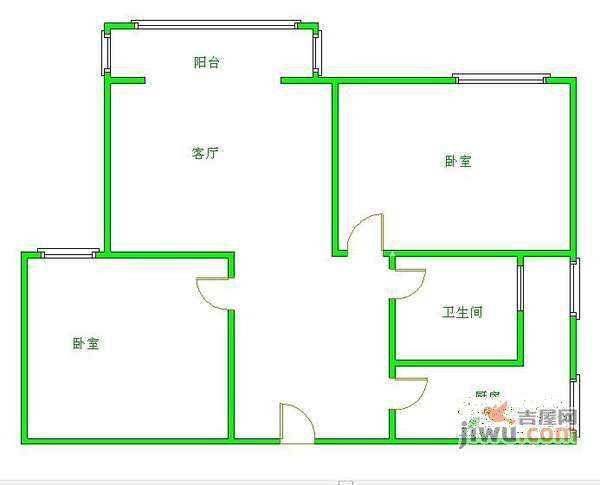 合能东城攻略2室2厅1卫90㎡户型图