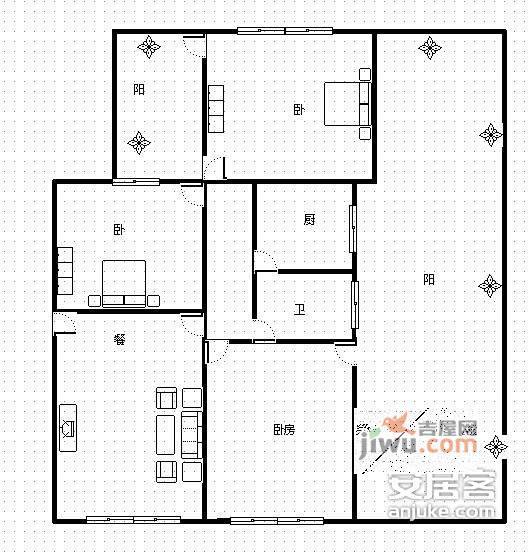 合能东城攻略3室2厅1卫114㎡户型图