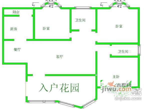 蓝光诺丁山3室2厅1卫119㎡户型图