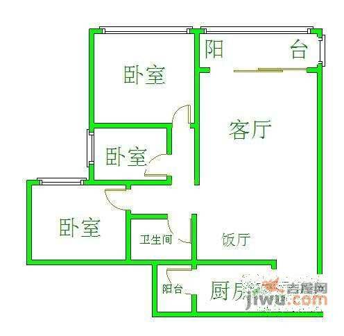 蓝光诺丁山3室2厅1卫119㎡户型图