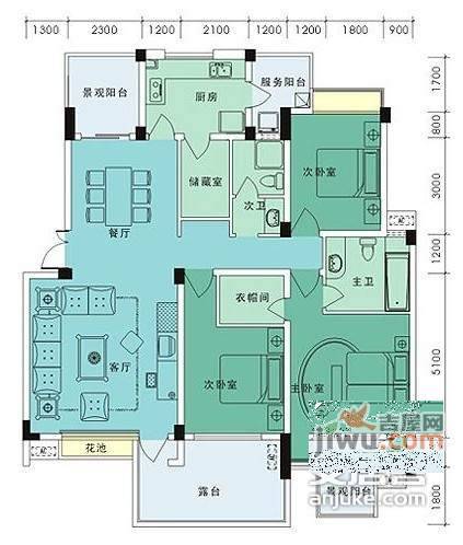 华润翡翠城3期3室2厅2卫143㎡户型图