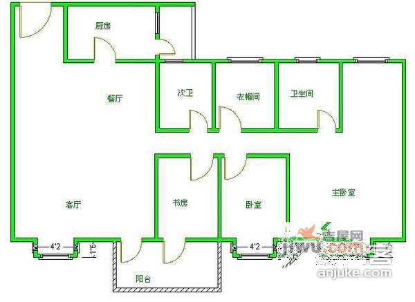 华润翡翠城3期4室2厅2卫188㎡户型图