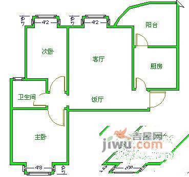 和贵久居福2室2厅1卫91㎡户型图