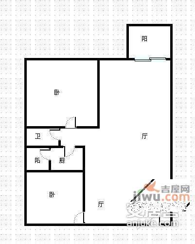 上行锦绣2室2厅1卫87㎡户型图