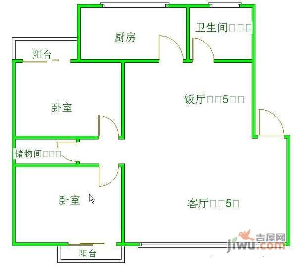 巴黎阳光(武侯)2室2厅1卫97㎡户型图