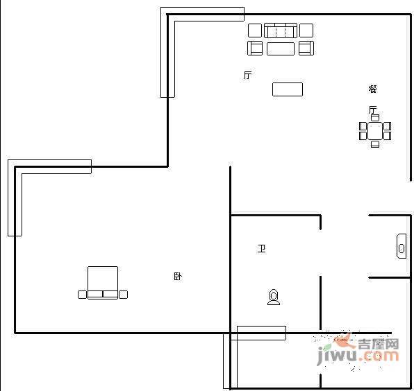 和信派都1室1厅1卫62㎡户型图