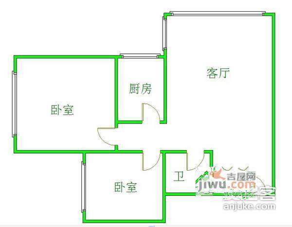 上河新城2室2厅1卫112㎡户型图