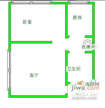 上河新城1室1厅1卫64㎡户型图