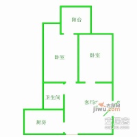 锦江城市花园二期2室1厅1卫87㎡户型图
