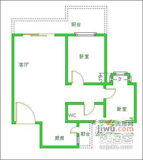 泊景湾2室2厅1卫90㎡户型图