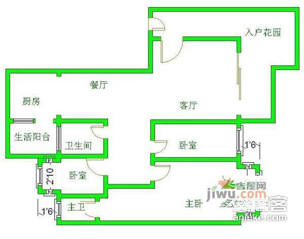 泊景湾3室2厅2卫140㎡户型图