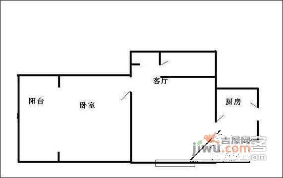 青房尚瑞天韵1室1厅1卫44㎡户型图