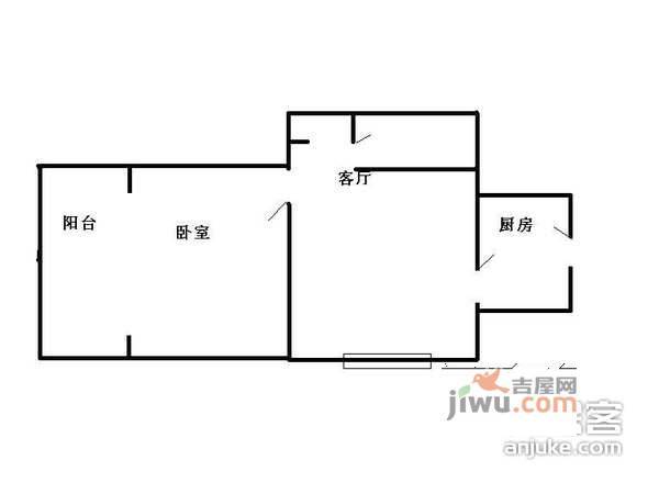 青房尚瑞天韵1室1厅1卫44㎡户型图