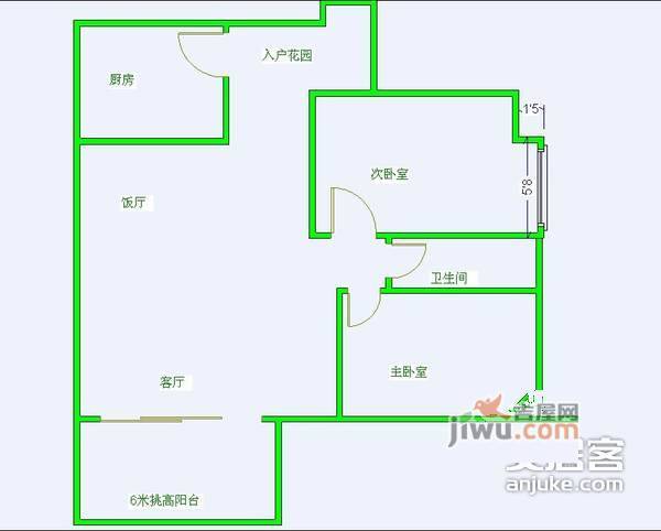 青房尚瑞天韵2室2厅1卫90㎡户型图