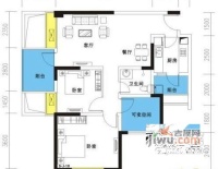锦江城市花园三期2室1厅1卫74㎡户型图