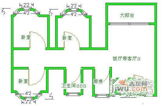 曦城3室2厅1卫120㎡户型图