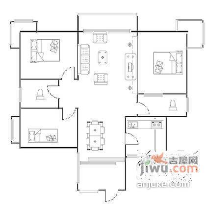 天合凯旋城3室2厅2卫202㎡户型图