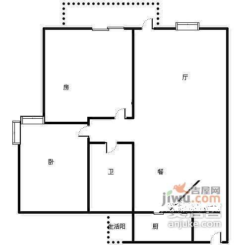 翡翠城三期2室2厅1卫92㎡户型图