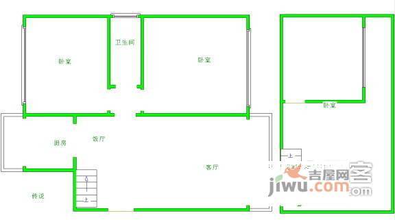 城市绿舟花园3室2厅1卫109㎡户型图