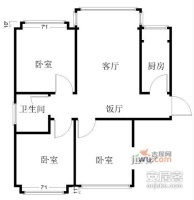 东立清水河畔3室2厅1卫118㎡户型图