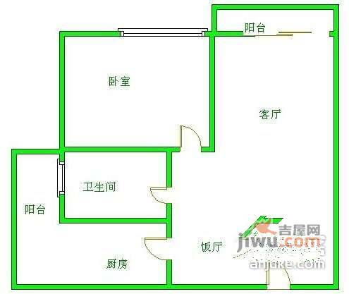 优品道1室1厅1卫68㎡户型图