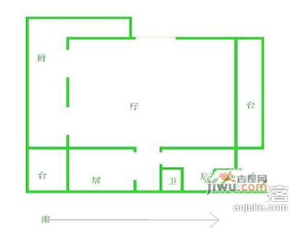 优品道2室1厅1卫67㎡户型图