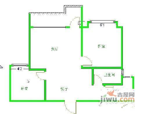 蓝光富丽锦城2室2厅1卫96㎡户型图