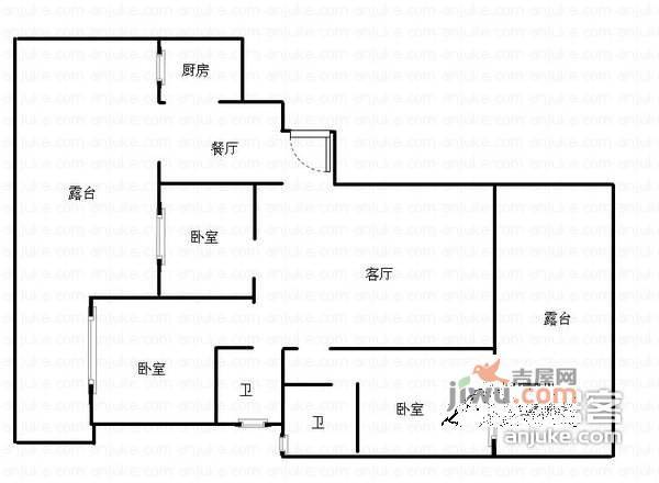 春天大道3室2厅2卫163㎡户型图