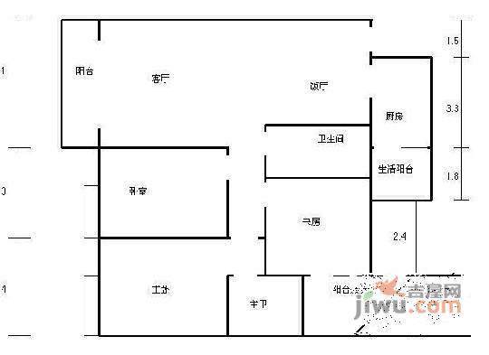 兴元华盛一期3室2厅2卫134㎡户型图