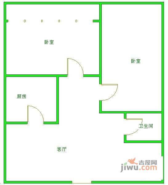 兴元华盛一期2室1厅1卫91㎡户型图